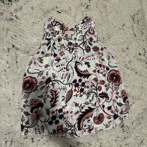 LOFT Floral Tank Top - White and Purple